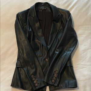 Central Park West Black Faux Leather Blazer